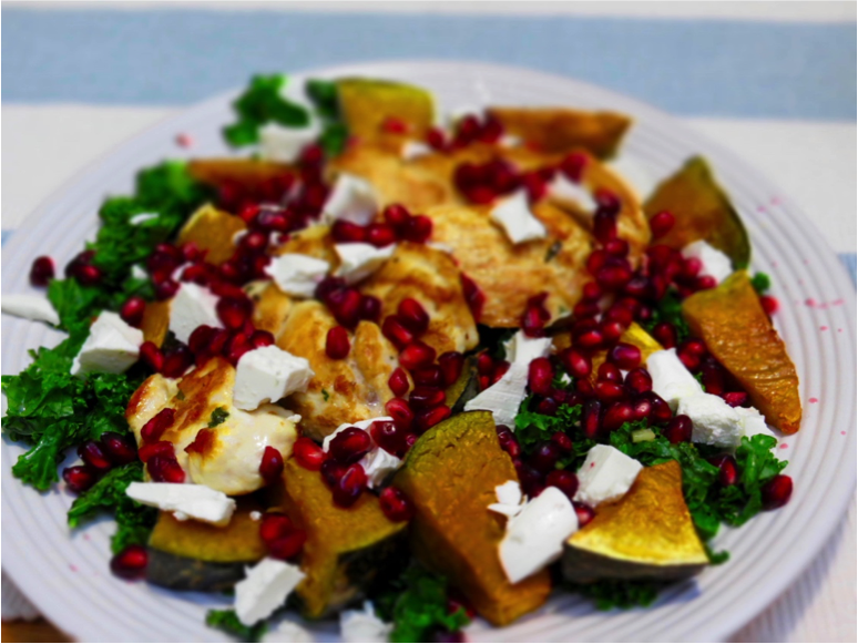 Beachside Personal Trainers Chicken Pumpkin and Kale Salad with Feta